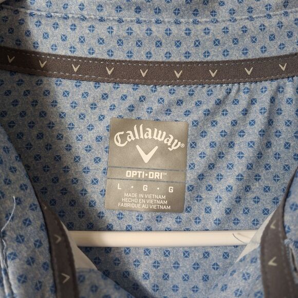 Callaway Opti Dry  Polo Shirt Men’s L Blue Geometric Golf Performance Clubhouse - Picture 3 of 8